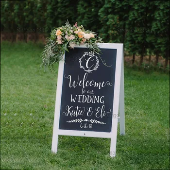 

Personalized Welcome to our Wedding Decal Sign For Chalkboard Decal Removable Wedding Decor Custom Name Date Vinyl Sticker LC845