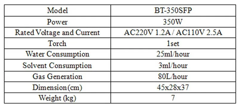 BT-350SF specification
