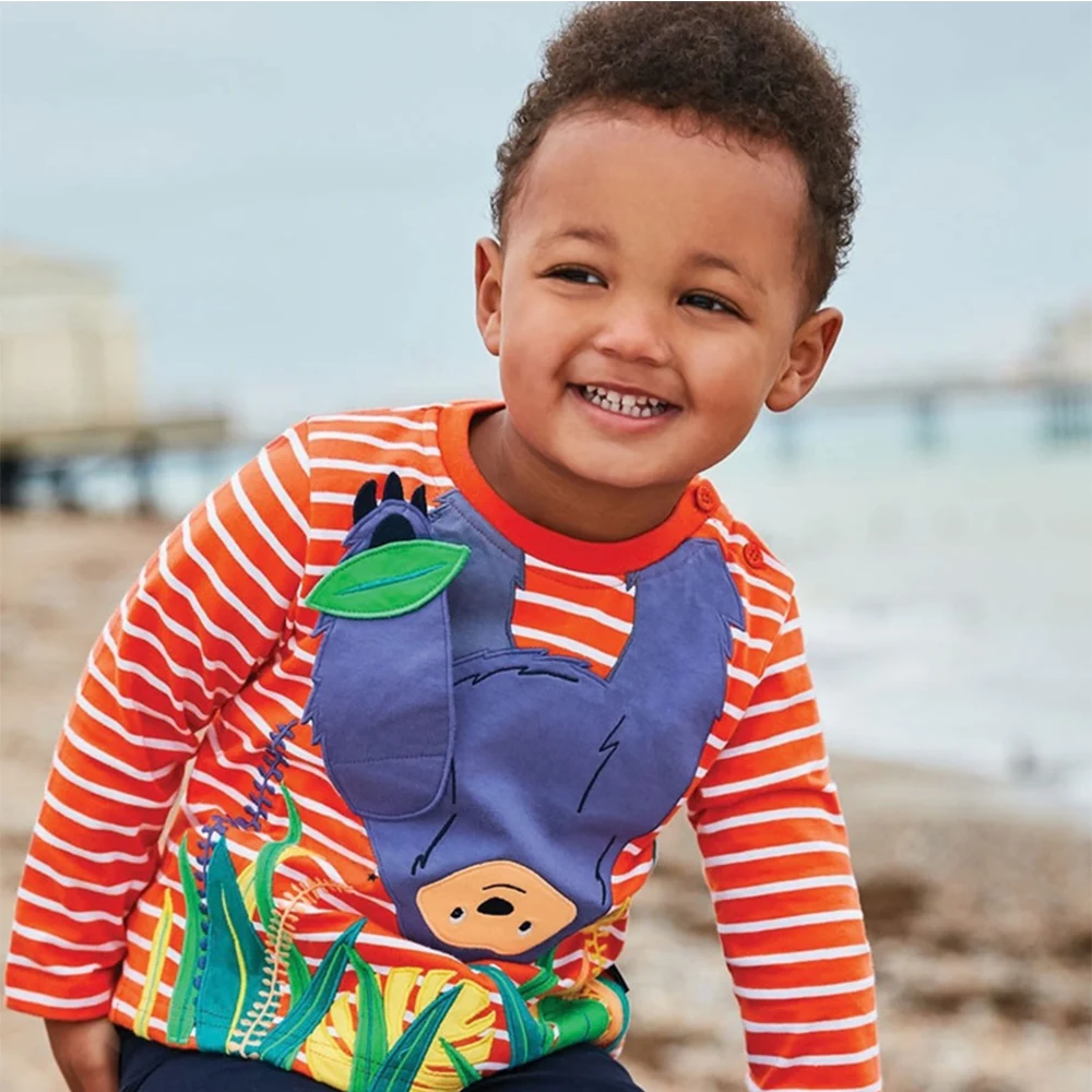 

Boys T Shirt Long Sleeve Baby Boys Clothes Unicorn Toddler Shirts Animals Appliqued Tee Shirt Enfant Fille Back to School 2-7Y