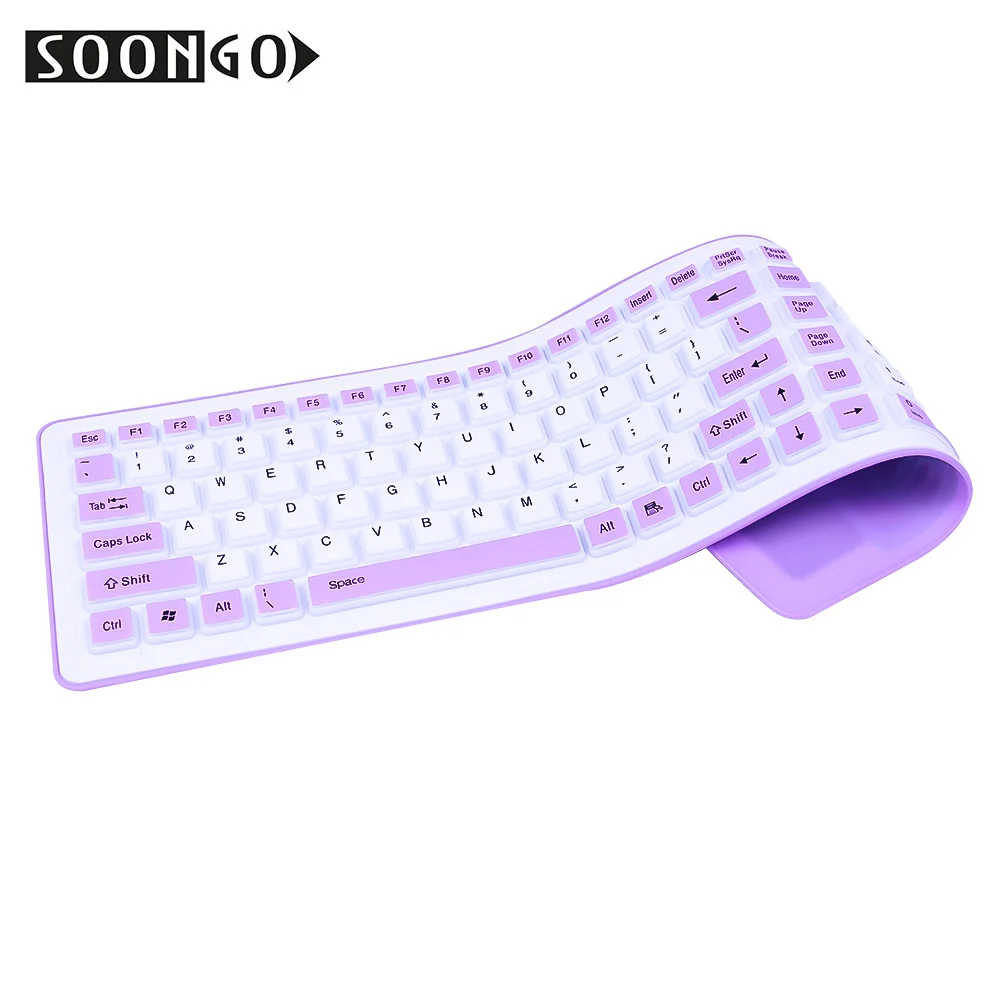 Folding Silicone Soft Keyboard Flexible Wired Slim Gamer Universal Teclado Portable Mini Roll-up Multicolor PC Desktop Laptop (8)