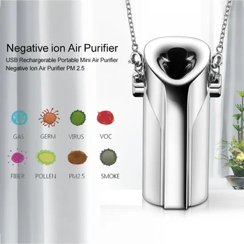

Portable Air Purifier Wearable Necklace Negative Ionizer Air Cleaner Air Freshener USB Sterilizer Addition To Formaldehyde