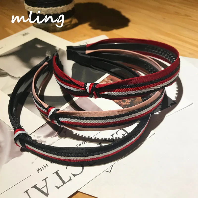 

Women Hairband Stripe Multicolor Side Knot HeadBand Simplicity Retro Toothed Hair Hoop Girls Narrow Non-slip Hair Accessories