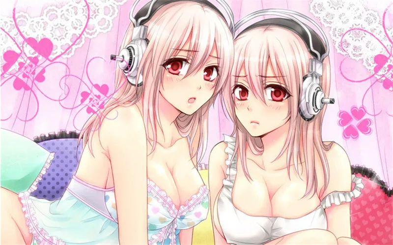 Anime Super Sonic Figuras Toys Sexy Sonic With Headphones in Bikini Maidness PVC Figures Dolls 8cm 2pcslot  (6)