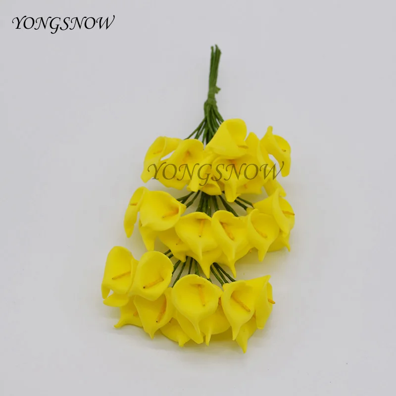 24 шт. 2-2,5 см DIY Мини Калла Лилия PE искусственные цветы из пены Свадебные украшения ручной работы букет имитация цветок декор 8DA010 - Цвет: Yellow
