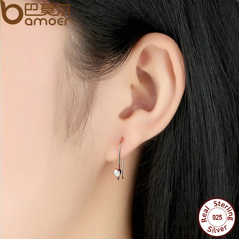 Bamoer New Two Color 925 Sterling Silver Post Earrings Clear Cz For Bamoer New Two Color 925 Sterling Silver Post Earrings Clear Cz For Women Drop Wedding Pas445 In From Jewelry Accessories On