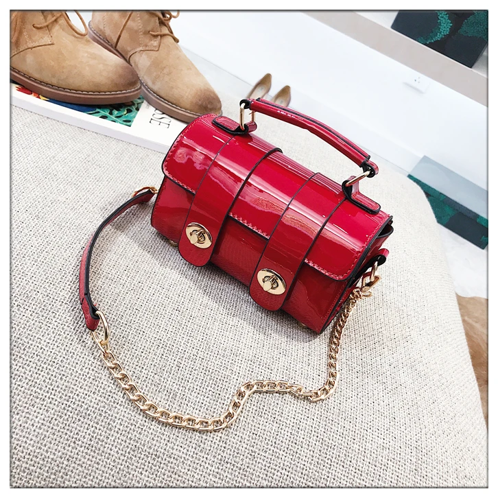 BENVICHED Lacquer bag women 2019 new Korean version handbag Joker chic chain Boston Single Shoulder bag Satchel c132 4 20180828_163955_067