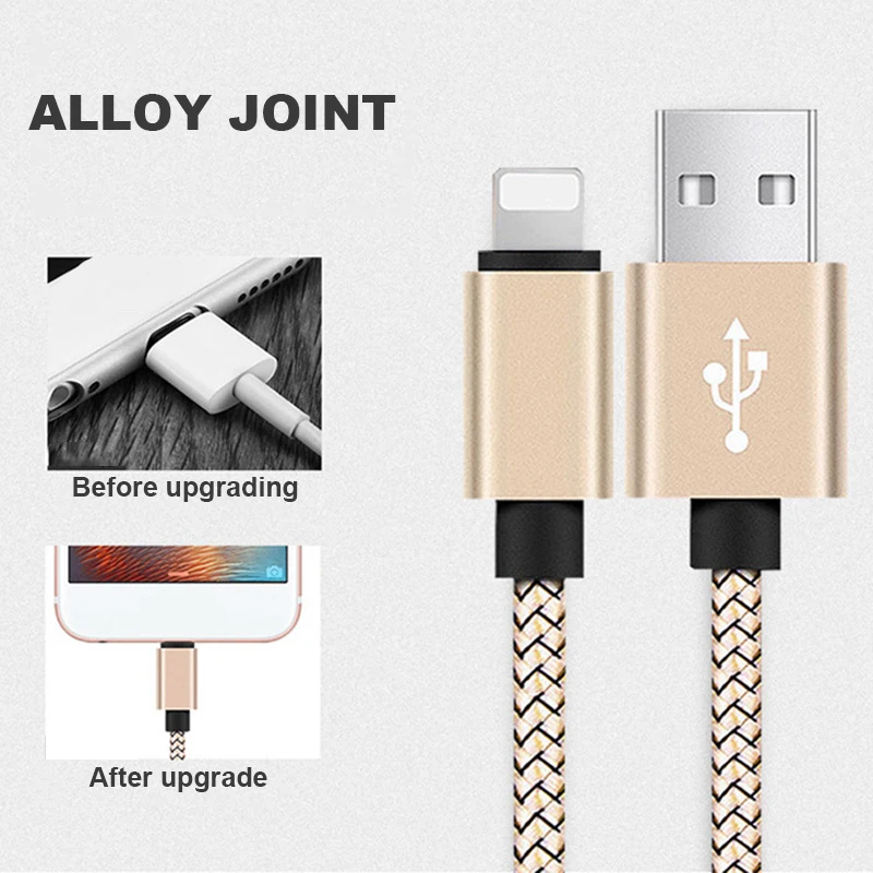 

Nylon USB Fast Charging Cable For Apple iPhone XR XS MAX X 8 7 6S 5S 5 6 Plus ipad mini Phone Lighting Charge Data Cables