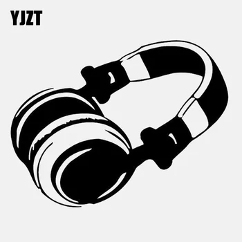 

YJZT 14.8CM*10.9CM Headphones Hip Hop Rock Pop Music Player Vinyl Black/Silver Car Sticker C22-0652