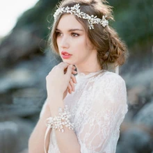 Elegant Tiara Hairwear Silver Pearl Headband Crystal Hair Jewelry Wedding Hair Accessories Romantic Bridal Head Chain Headdress idealway bridal hair ornaments long hair vine pearl headband for women crystal flower tiara head chain wedding hair accessories