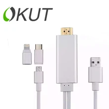 HIGH QUALITY 5 in 1 Multi-functional Micro USB /Lighting /USB-C HDMI Cable HD1080P HDTV For iPhone