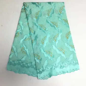 

2017african Eyelet Swiss Voile Lace Fabric With Stones Soft Embroidery Men Dry Voile Lace Materials In Switzerland 5Yards 18
