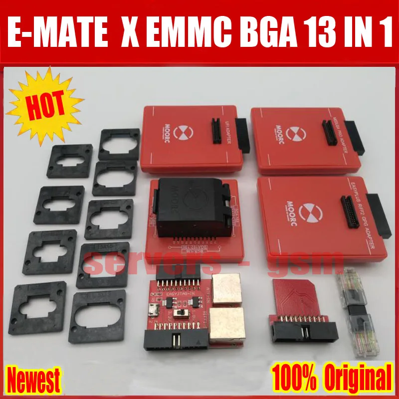 E-MATE X памяти на носителе EMMC BGA 13 IN1 Поддержка BGA100 136 168 153 169 162 186 221 529 254 для легкий JTAG плюс UFI коробка Riff