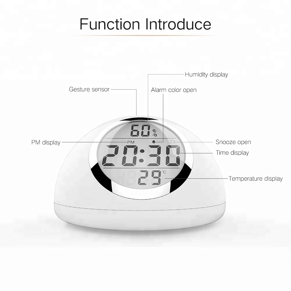Led Wake Up Lights Alarm Clock Time Motion Sensor Gesture Control Sunrise Simulator 7 Color Smart Night Lighting Dropshipping (2)