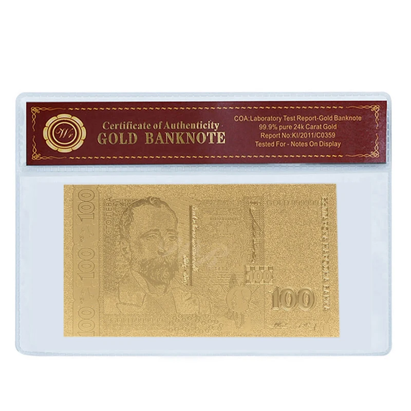 Болгарские деньги 100 лева золото декоративная Банкнота с качественным пластиковым КоА рамка альбом для банкнот купюр коллекция подарок для мужчин