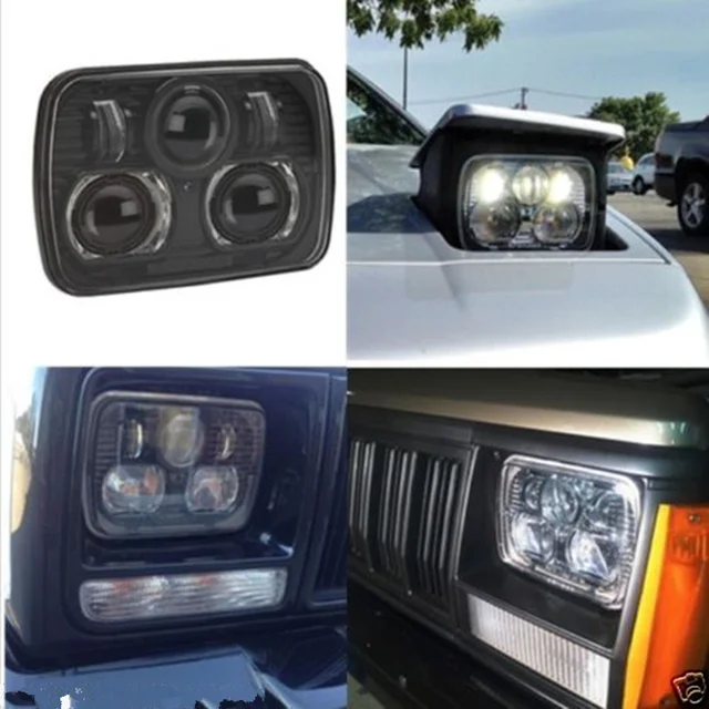 2 Pcs Black 5 X 7 Led Headlight Replacement For Jeep Cherokee Xj 2 Pcs Black 5 X 7 Led Headlight Replacement For Jeep Cherokee Xj Trucks