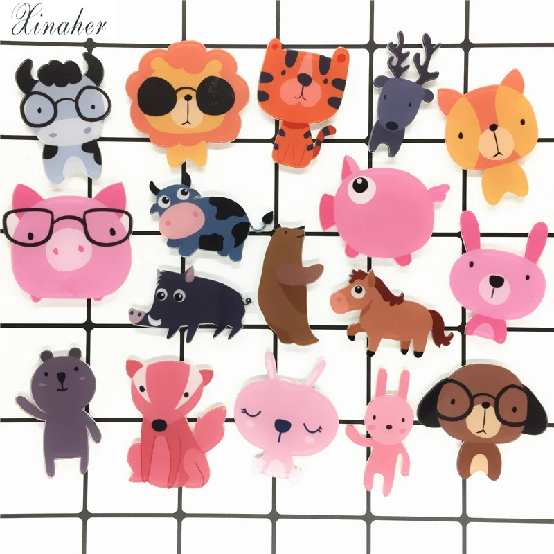 

XINAHER 1 PC Painting Animals Badges for Clothes Acrylic Badges Kawaii Icons on Backpack Pin Brooch Badge