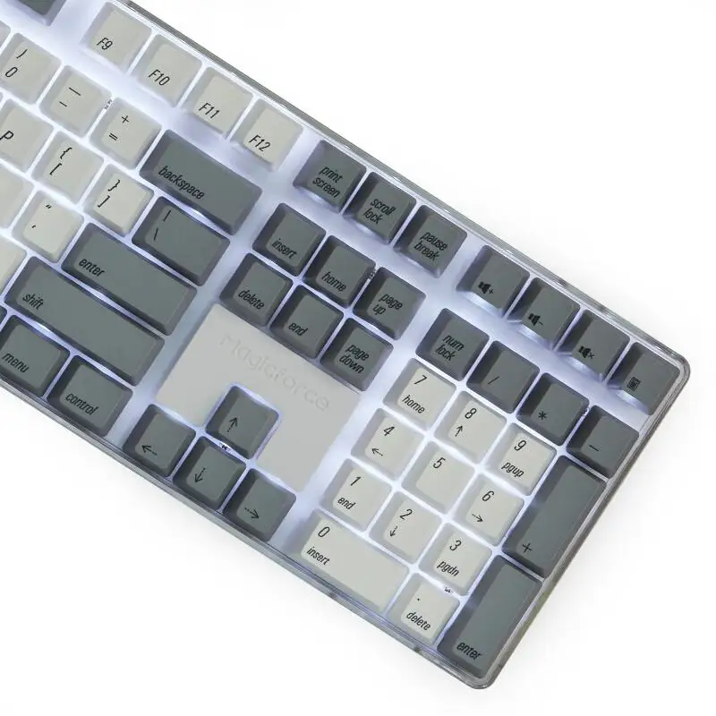 LEORY PBT Magicforce 108 ключ английский Languag белый серый цвет краситель-sub Keycaps Набор для механической клавиатуры