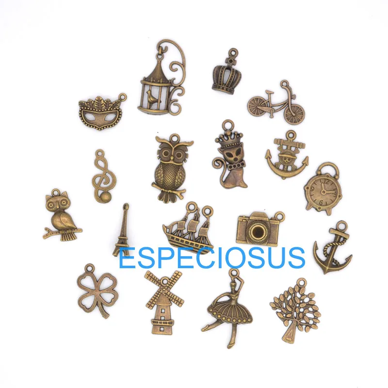 

10pcs DIY Jewelry Accessory Anti-brozen Alloy pendant Necklace Making Department Retro Pendant Mix Design Cartoon Metal Charm