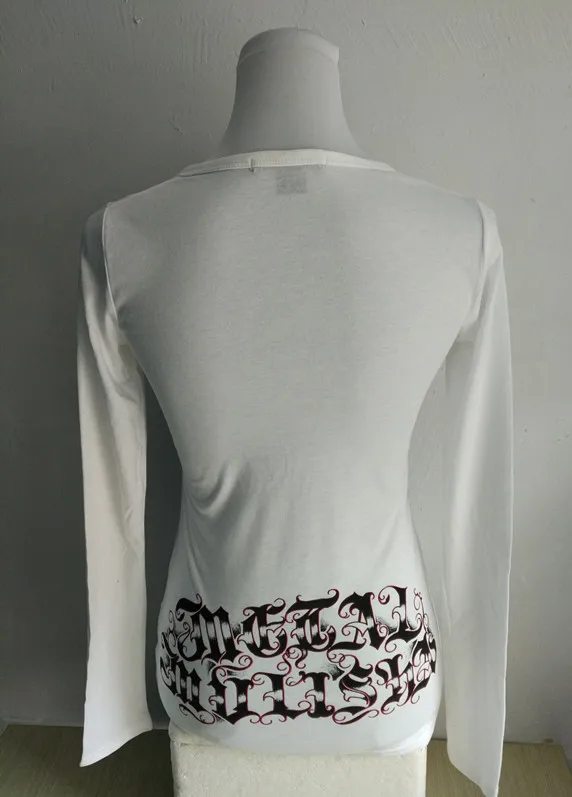 Women Motorcycle Metal Mulisha Tattoo Print Long Sleeve Tee USA Size XS-XL 