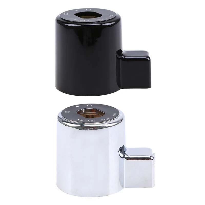 Black Silver Motorcycle Ignition Switch Cover Custom Bike fits for