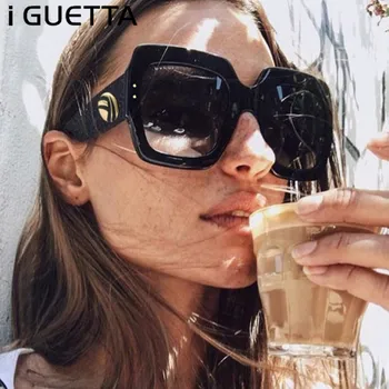 

iGUETTA Oversized Square Sunglasses Women Fashion Women 2019 Tricolor Frame Lurxury Glasses UV400 Lentes De Sol Mujer IYJC383