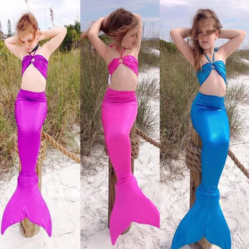 New Swimwear 3pcs Cute Children Kids Girls Gilding Mermaid Tail