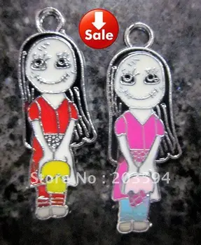 

M965 Wholesale 100Pcs/Lots Enamel Skull women Charms Pendant 44*12mm