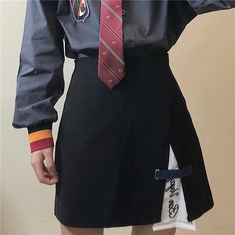 Harajuku Женская юбка с высокой талией тонкая черная юбка трапециевидной формы Новая модная летняя повседневная Короткая юбка для женщин