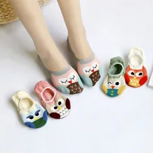 5 пар летних милых силиконовых Противоскользящих невидимых носков с рисунком Совы хлопковые носки до лодыжки женские носки-башмачки Веселые носки