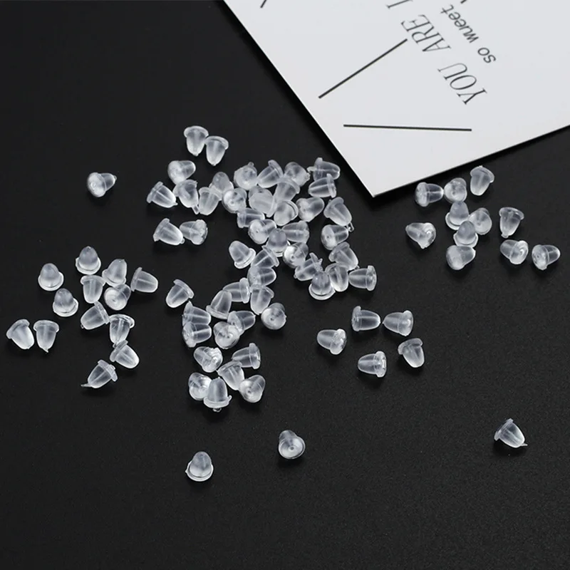 

100pcs/lot Stud Earring Transparent Rubber Stoppers Silicone Round Ear Plugging Blocked Backs Ear