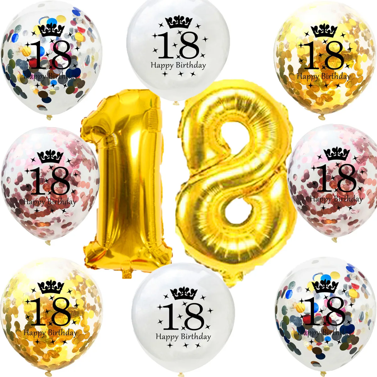 

10pcs Creative 12 inch 1p'c's Colorful Sequins Confetti Balloon Wedding Decoration Birthday Party Supplies 18 Birthday Supplies