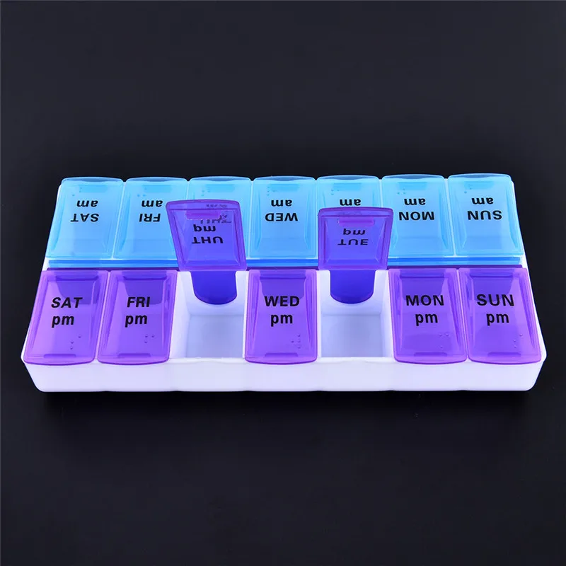 7 дней чехол для таблеток для хранения лекарств коробка для таблеток с зажимом крышки органайзер для лекарств чехол для таблеток разветвитель диспенсер для хранения Еженедельный - Цвет: Коричневый