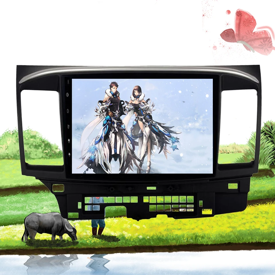 

Android 9.1 car dvd player for mitsubishi lancer 2007 - 2015 2 din 1024*600 gps navigation wifi Octa core Cassette