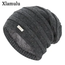 Xlamulu, новинка, Skullies Beanies, женская вязаная шапка, Зимние головные уборы для мужчин и женщин, бренд Gorros Bonnet, полосатая теплая шерстяная Мужская шапочка