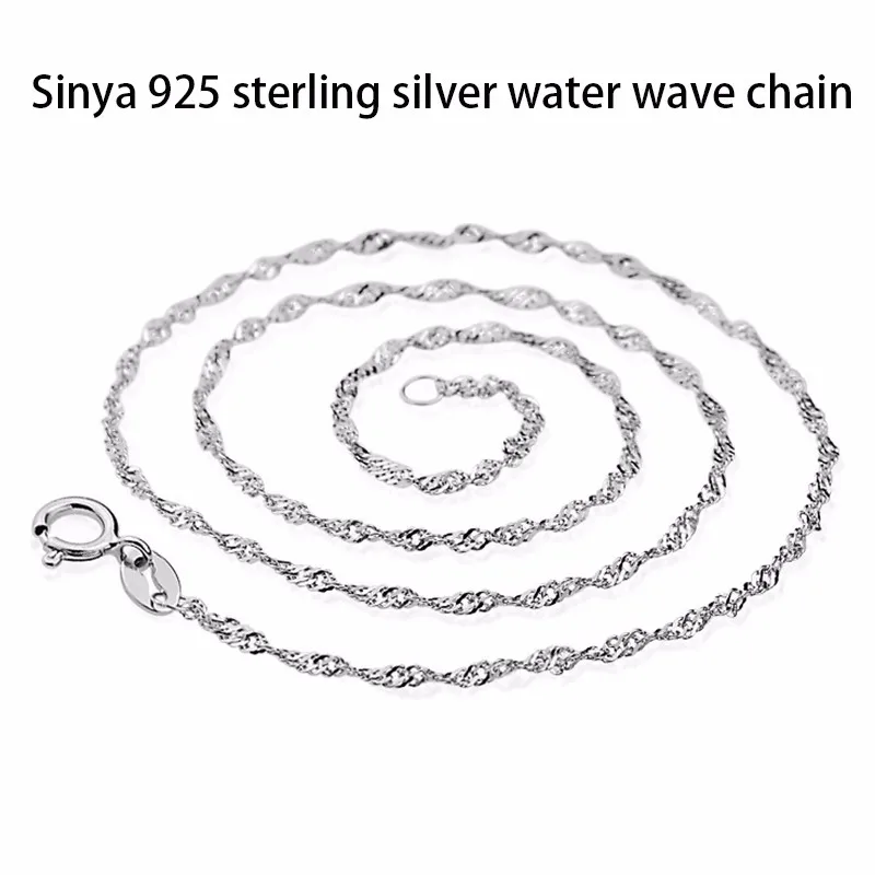 925 sterling silver water wave chain necklace 