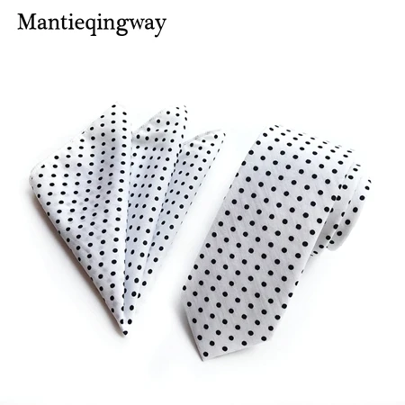 Mantieqingway мужской галстук-платок Набор деловые хлопковые Галстуки Pockt квадратные для свадьбы Формальные Галстуки в горошек полотенце для сундуков Hankies - Цвет: 07