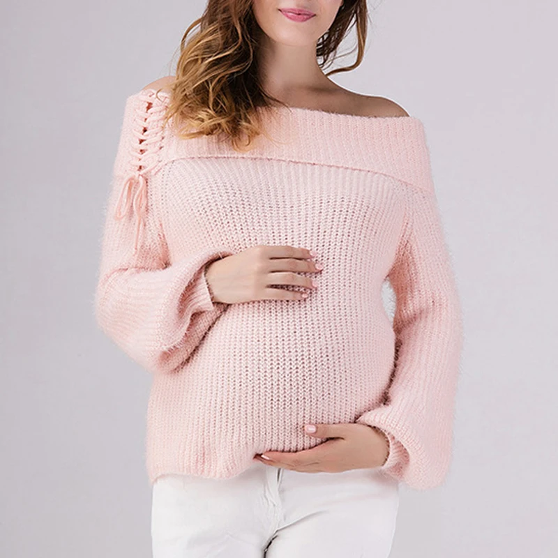 Buy Women Maternity Pullover Sweater Pregnancy Knitted