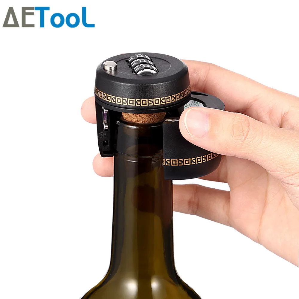 AETool Brand Plastic Bottle Password Lock Combination Lock Wine Stopper