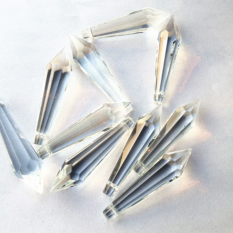 25pcs/lot 55mm Crystal Prisms Icicle U-drops Hanging Pendants (Free Rings) for Chandelier Parts Glass Beads Curtain Accessories top quality 20pcs 62mm clear crystal prisms icicle drops hanging pendants free rings for chandelier parts curtain accessories