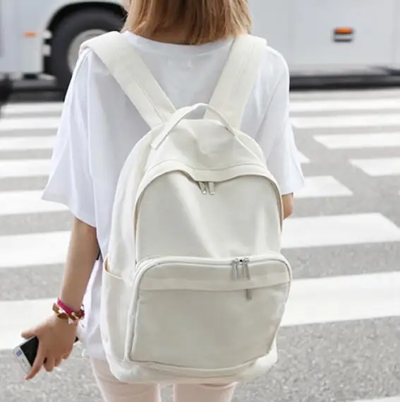 2017 Fashion Women Canvas Backpacks White School Bags For Teenagers