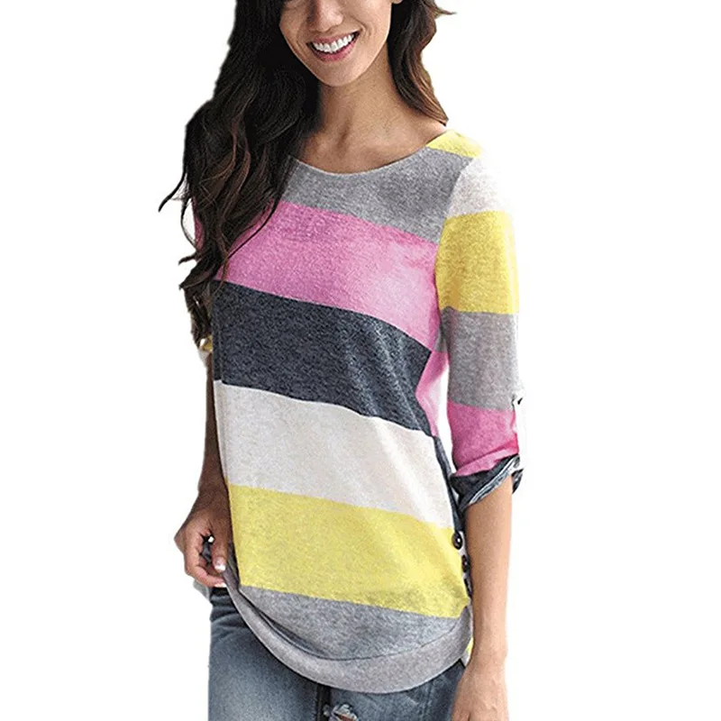 2017 Female T-shirt Plus Size Women's Top Clothes for Pregnant Women Striped Fashion t shirts Maternity Button Sleeves Clothing 2017 Female T-shirt Plus Size Women's Top Clothes for Pregnant Women Striped Fashion t shirts Maternity Button Sleeves Clothing