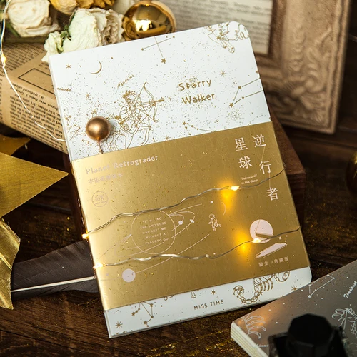 Блокнот Retrograde The Planet Bronzing gold silver Process Notepad астронавт тема рождественские подарки 1 шт - Цвет: Gold