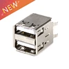 Двойной разъем USB типа A для пайки, 10 шт., разъем для печатной платы, вертикальный 4-контактный разъем с разъемом USB типа A, на 180 градусов ► Фото 1/4