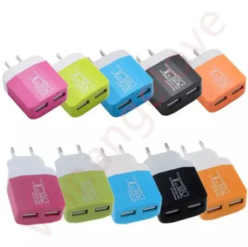 

100pcs Colorful Dual usb 2.1A+1A us Ac home travel wall charger power adapter plug for iphone 7 8 x for samsung s8 note 8