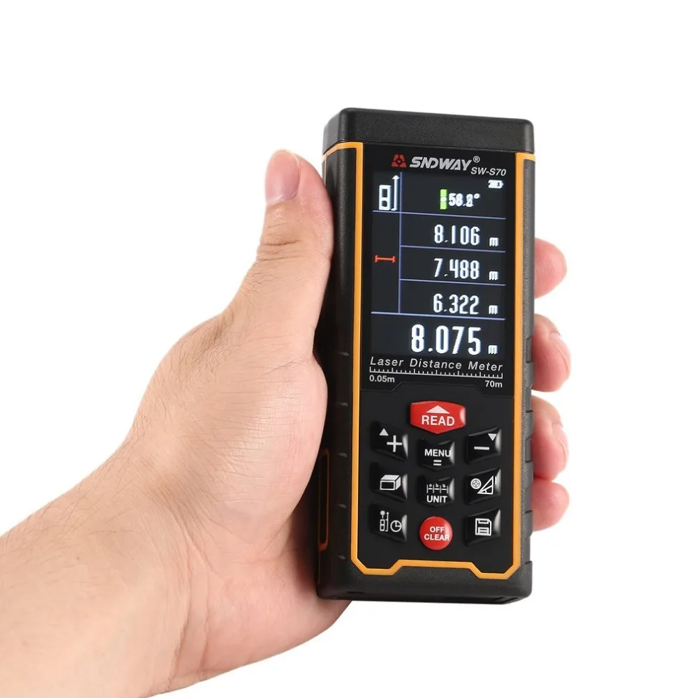 

SNDWAY SW-S70 70M Handheld Laser Distance Meter Range Finder Trena Laser Tape Measure Distance Tool Rangefinder