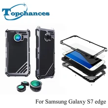 Водонепроницаемый пыленепроницаемое ударопрочное Алюминий чехол для samsung Galaxy S7 края с 3 в 1 комплект линз с Стекло Экран протектор