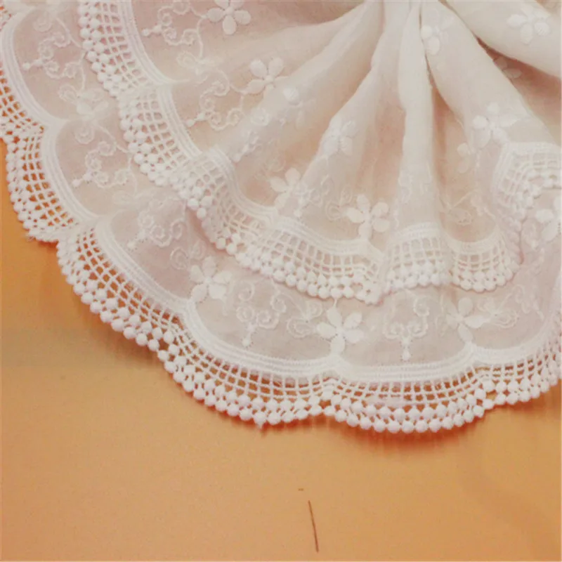 

5Yds/lot 15cm wide exquisite handmade beige white cotton embroidered lace simple home sofa bed linen trim lace AC497