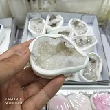 Белый Природный Агат геодные камни и кристаллы с титановым покрытием Рок Кристалл кварц кластер друзы геод образец - Цвет: Белый