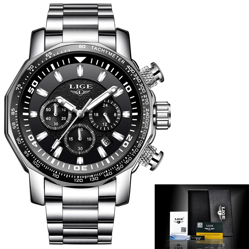 Relojes Hombre, новинка, LIGE, модные мужские часы, люксовый бренд, бизнес стиль, кварцевые часы для мужчин, спортивные, водонепроницаемые, с большим циферблатом, мужские часы+ коробка