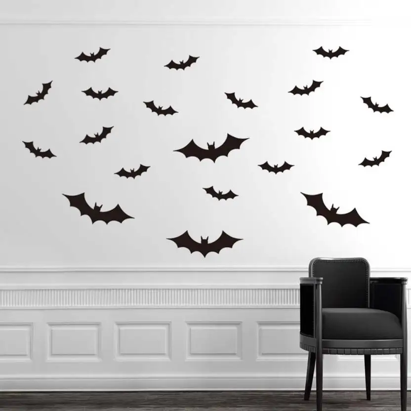 

DIY PVC Bat Wall Sticker Decal Home Halloween Decoration baby room wallpaper for kids room free shipping